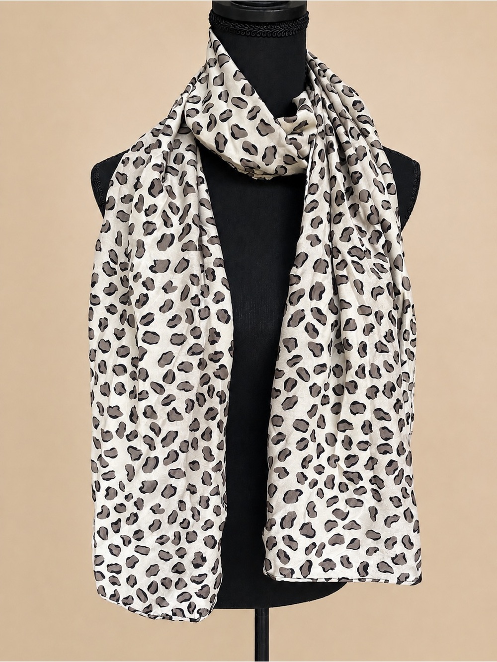 CASCA SCARFS 100% Silk Leopard Print Scarf Wrap Shawl Animal Print Neutral